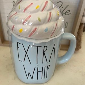Rae Dunn Extra Whip mug with lid